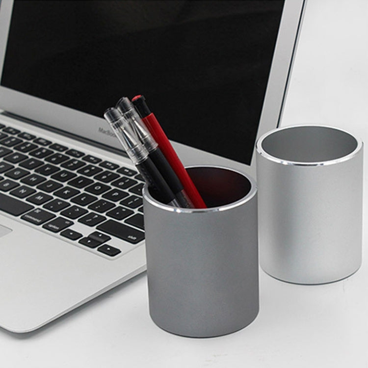 Aluminum Round Desk Pencil Holder Container Organizer Stationery Gift(Black) by bashfashion