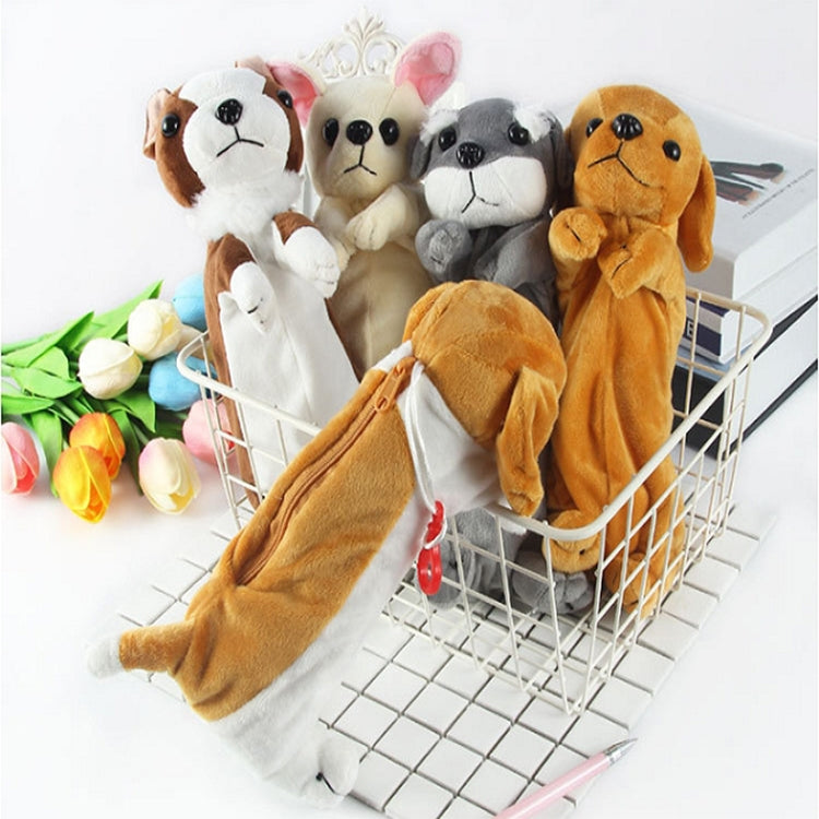 Kawaii Cartoon Plush Dog Pencil Case Cute Animal Pen Bag Box Kids School Supplies Stationery(Labrador white yellow) by bashfashion