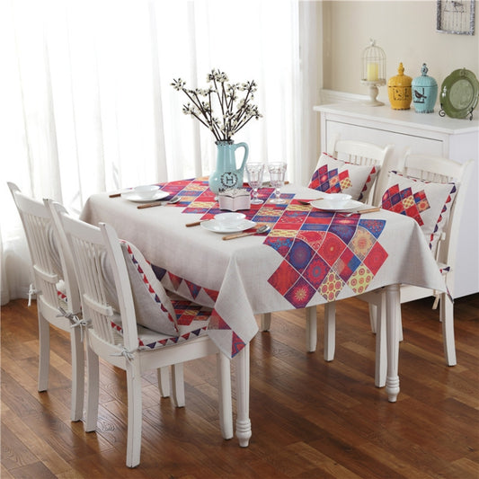 Retro Pattern Linen Table Cloth For Dinner Home Decor Dustproof Table Cover, Size:85x85cm(Lattice Elements) by bashfashion