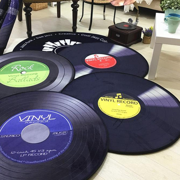 Creative Retro 3D DVR Record Carpet Round CD Floor Mat Home Decor Living Room Kid Bedroom Decoration Rug, Diameter 180cm(Black+White) by bashfashion