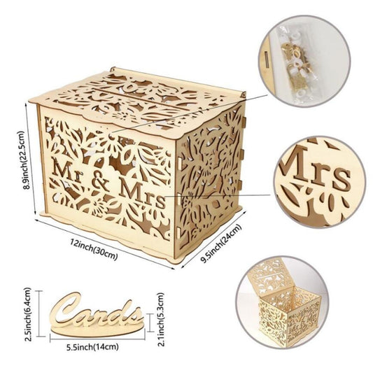 DIY Wooden Beautiful Wedding Card Box Gift Decoration Box, Size:Small by bashfashion