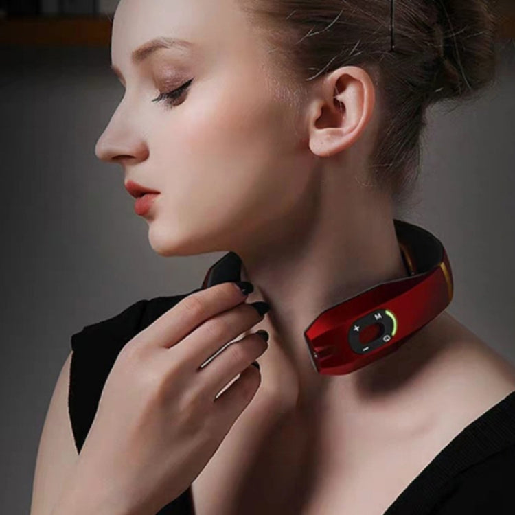 Cervical Vertebra Massager Charging Intelligent Pulse Physiotherapy Instrument Electromagnetic Vibration Neck Protector, Colour:Red by bashfashion