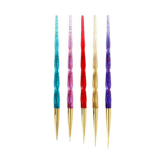 5 Piece/set Acrylic Phototherapy Nail Painting Flower Carved Crystal Pen Nail Pen by bashfashion