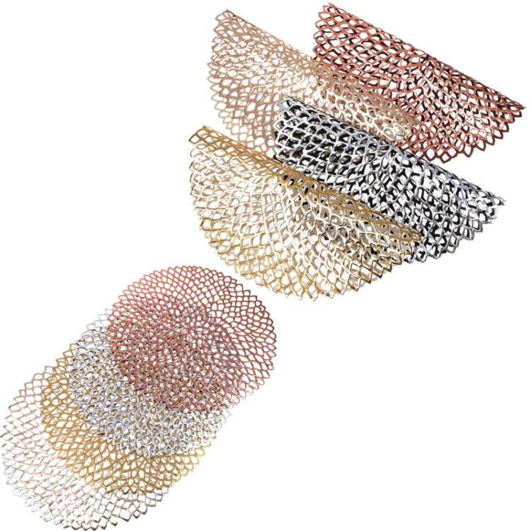 Table Bowl Mats Home Decor Placemat For Dining Table PVC Plastic Hollow Insulation Round Baroque Mediterranean Coaster Pads(Rose Gold) by bashfashion