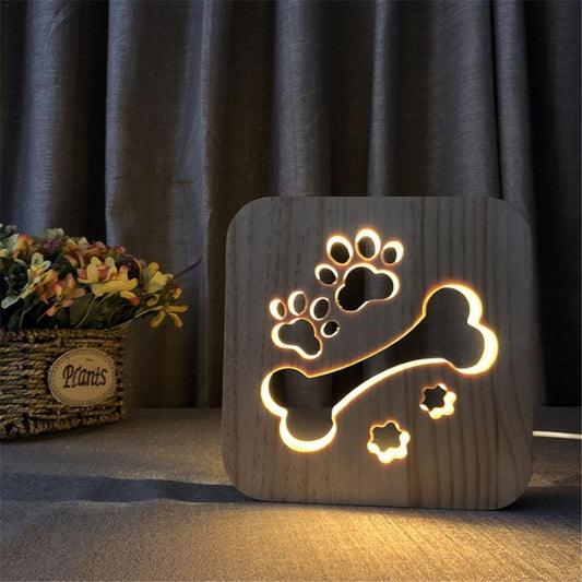 Creative Shape Wooden Night Lamp Bedroom Decoration Warm Light LED(Bones) by bashfashion