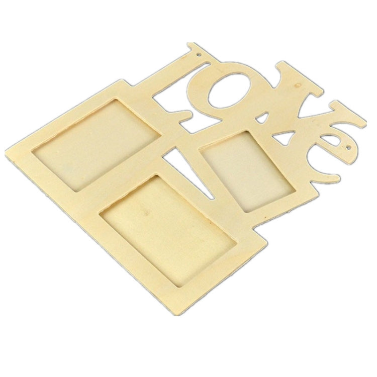 Children DIY Wooden Siamese Letters White Embryo Snowflake Mud Photo Frame, Frame size: 19.5cmx16.5cm by bashfashion