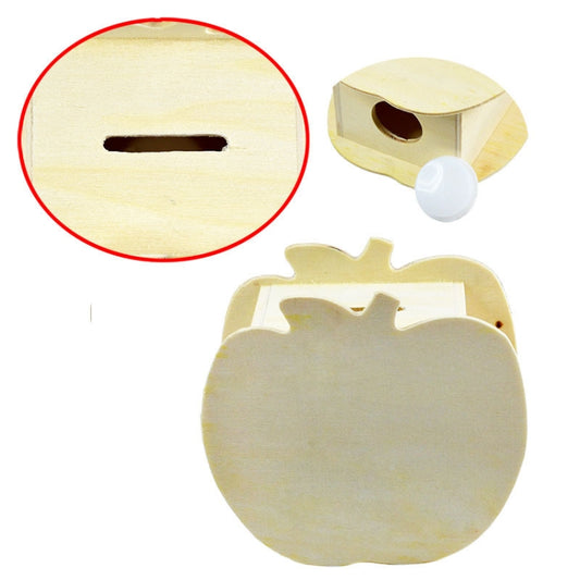 Lovely Creative Child DIY Wooden Apple Hand Painted Piggy Bank, Size: 10x5.6x9.5cm by bashfashion