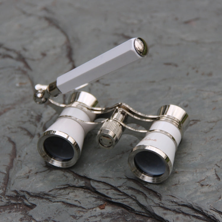 Metal 3 X 25 Lady With Handle Chrome Double Cylinder Telescope( Pearl white) by bashfashion