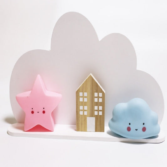 Wood Cloud Racks Partition Shelf Decorative Photography Props(White) by bashfashion