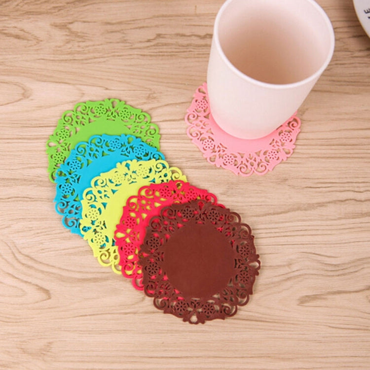 30 PCS Lace Flower Hot Coaster Silicone Cup Pad Slip Insulation Pad Cup Mat Pad Hot Drink Holder(Green) by bashfashion