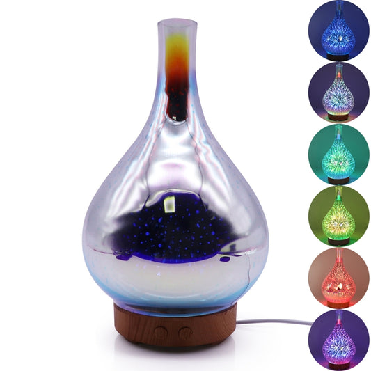 STB-XB10 3D Fireworks 7 Colors LED Night Light Air Humidifier Aroma Essential Oil Diffuser Mist Maker, Plug Type:EU Plug(Light Wood Grain) by bashfashion