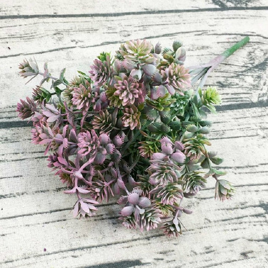 6 Branches Simulation Plant Guanyin Grass Imitation Plastic Flower Home Plant Decoration(Pink Purple) by bashfashion