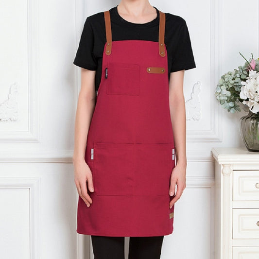 Milk Tea Coffee Fondue Restaurant Canvas Apron(Red) by bashfashion