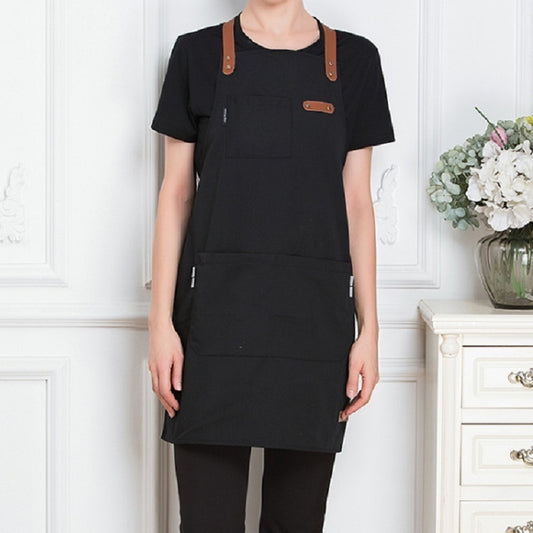 Milk Tea Coffee Fondue Restaurant Canvas Apron(Black) by bashfashion