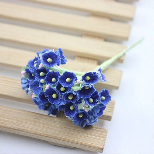 5 Branches DIY Hand-simulated Plum Mini Flocking Cloth Lucky Flower(Blue) by bashfashion