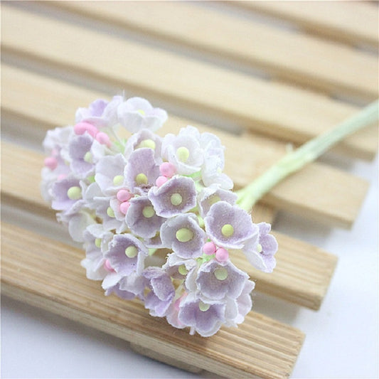 5 Branches DIY Hand-simulated Plum Mini Flocking Cloth Lucky Flower(Light Purple) by bashfashion
