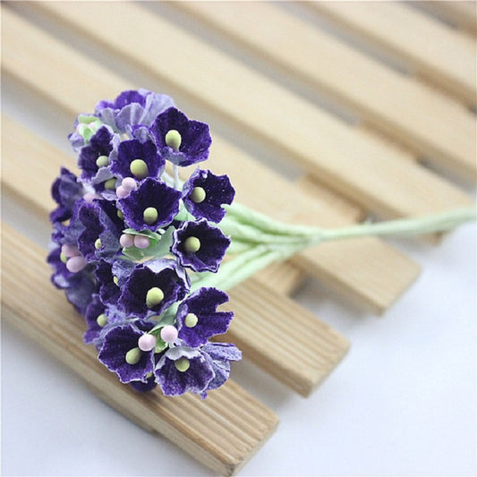 5 Branches DIY Hand-simulated Plum Mini Flocking Cloth Lucky Flower(Purple) by bashfashion