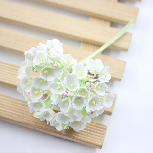 5 Branches DIY Hand-simulated Plum Mini Flocking Cloth Lucky Flower(White) by bashfashion