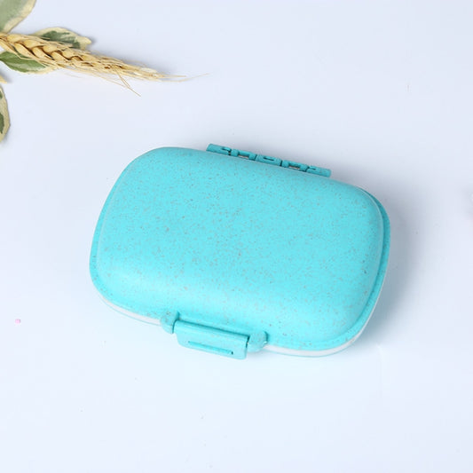 3 PCS 8-Grid Double-layer Portable Mini Straw Pill Storage Box(Wheat Blue) by bashfashion