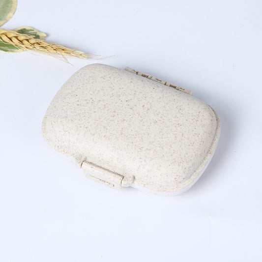 3 PCS 8-Grid Double-layer Portable Mini Straw Pill Storage Box(Wheat Beige) by bashfashion
