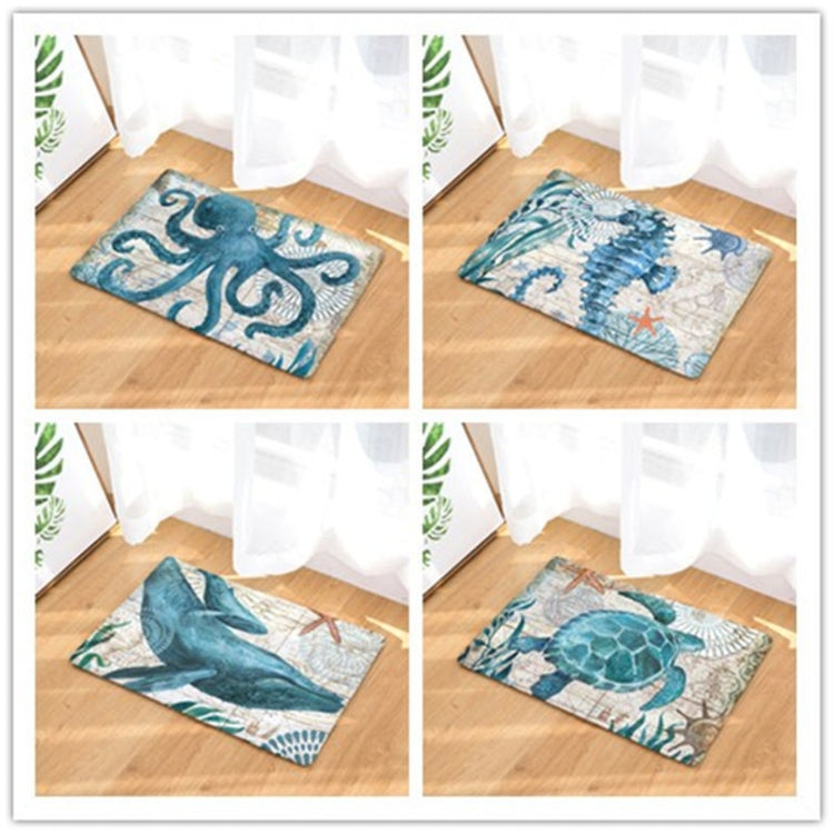 Marine Series Pattern Bathroom Toilet Non-slip Mat Flannel Absorbent Foot Pad, Size:46x76cm(Hippocampus) by bashfashion