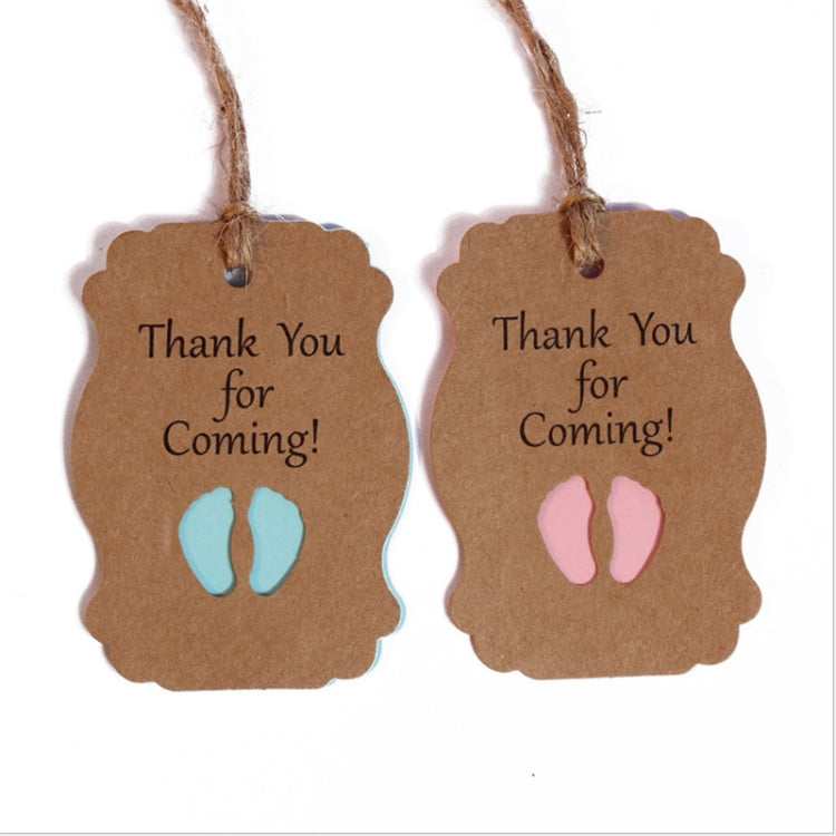 50pcs / Set Thank You For Coming Kraft Paper Baby Shower Birthday Party Lable(Blue) by bashfashion