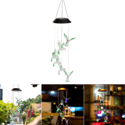 Creative Electronics Solar LED Hummingbird Wind Chime Light Seven Colors by bashfashion