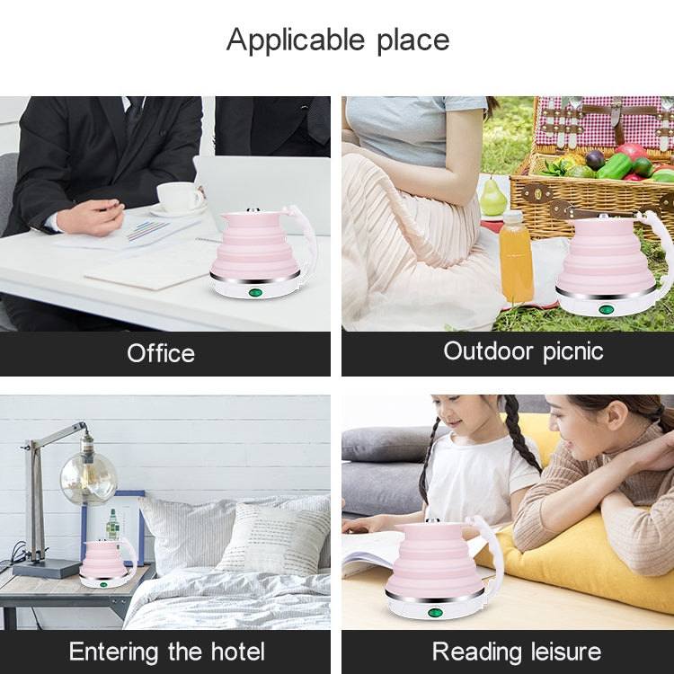 Portable Folding Silicone Intelligent Constant Temperature Travel Camping Electric Kettle, Power cord specification:EU Plug(White) by Baby Travel