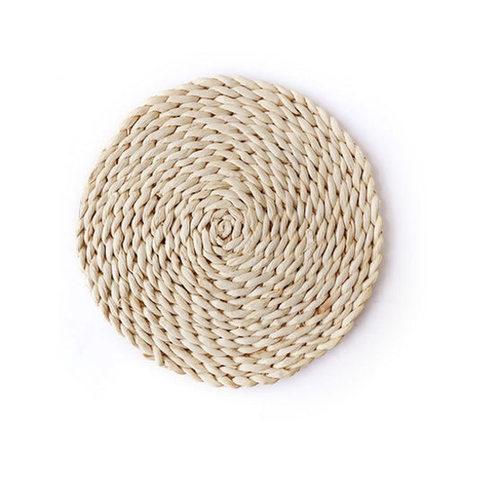 2 PCS Non-slip Natural Corn Woven Thickening Insulated Tea Mat Table Heat-resistant Casserole Mat Round Coaster 10cm by bashfashion