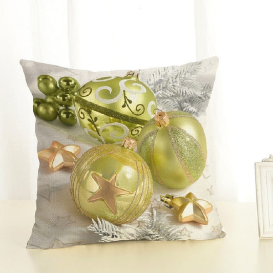 Christmas Decoration Cotton and Linen Pillow Office Home Cushion Without Pillow, Size:45x45cm(Green Christmas) by bashfashion