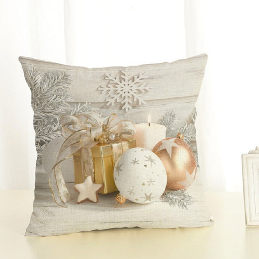 Christmas Decoration Cotton and Linen Pillow Office Home Cushion Without Pillow, Size:45x45cm(Golden White Gift) by bashfashion