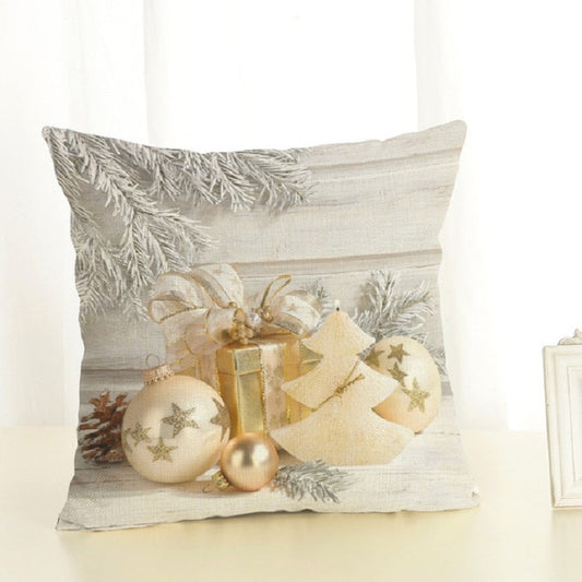 Christmas Decoration Cotton and Linen Pillow Office Home Cushion Without Pillow, Size:45x45cm(Golden Gift) by bashfashion