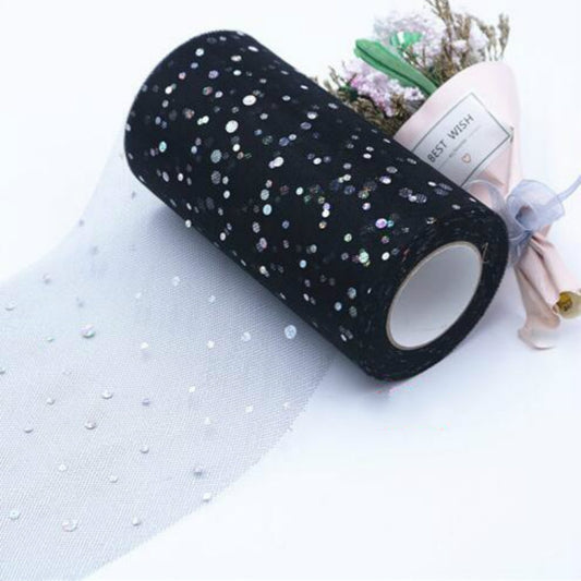 Tulle Roll 25 Yards 13cm Organza Laser Crafts Wedding Decoration Tulle Birthday Party Supplies(Black) by bashfashion