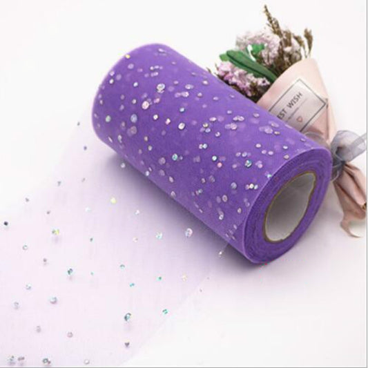 Tulle Roll 25 Yards 13cm Organza Laser Crafts Wedding Decoration Tulle Birthday Party Supplies(Navy Purple) by bashfashion