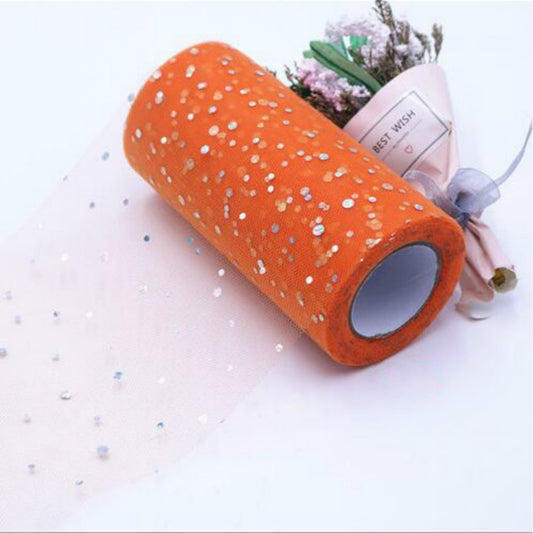 Tulle Roll 25 Yards 13cm Organza Laser Crafts Wedding Decoration Tulle Birthday Party Supplies(Orange) by bashfashion