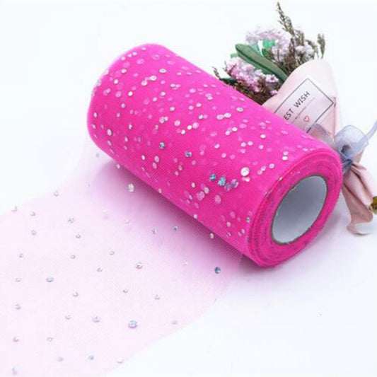 Tulle Roll 25 Yards 13cm Organza Laser Crafts Wedding Decoration Tulle Birthday Party Supplies(Navy Pink) by bashfashion