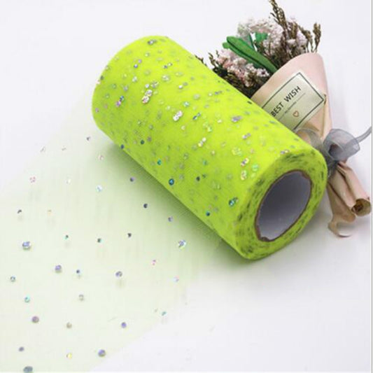 Tulle Roll 25 Yards 13cm Organza Laser Crafts Wedding Decoration Tulle Birthday Party Supplies(Fruit Green) by bashfashion