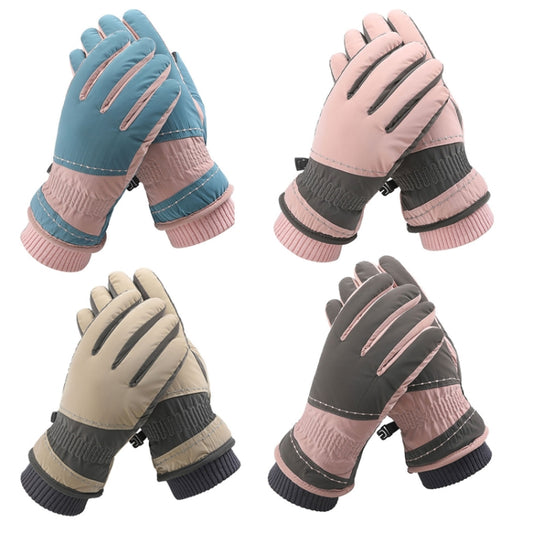 1 Pair WZ-207 Outdoor Warm And Windproof Thickened Cycling Sports Anti-fall Gloves(Gray Pink) by bashfashion