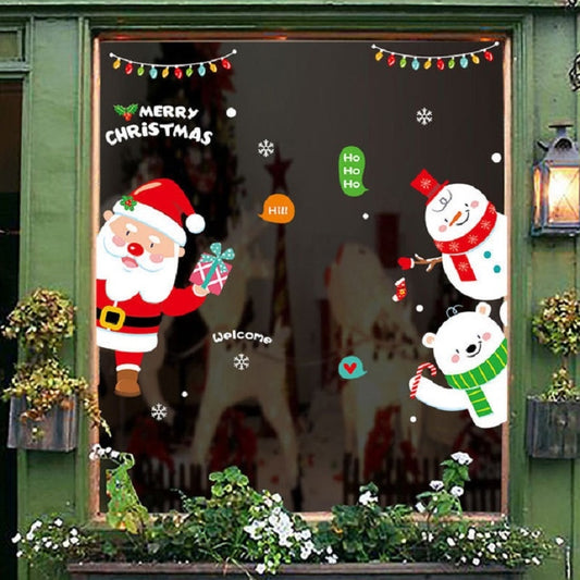 Christmas Wall Stickers Window Glass Festival Wall Stickers Santa Mural New Year Home Decoration(Santa Claus) by bashfashion