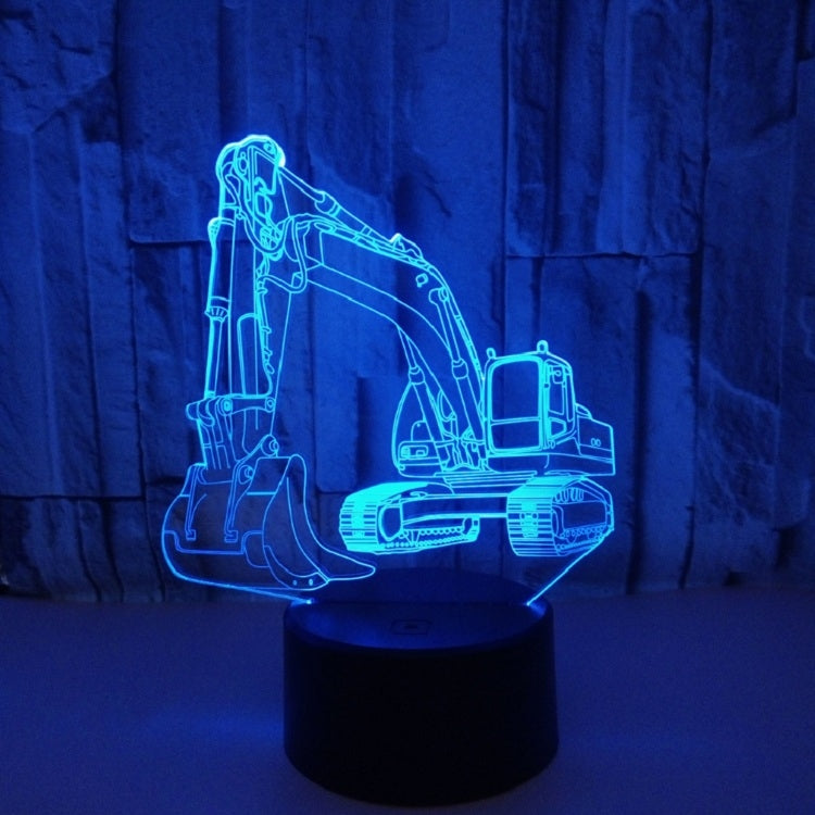 3W Excavator 3D Light Colorful Touch Control Light Creative Small Table Lamp with Black Base, Style:Touch Switch by bashfashion