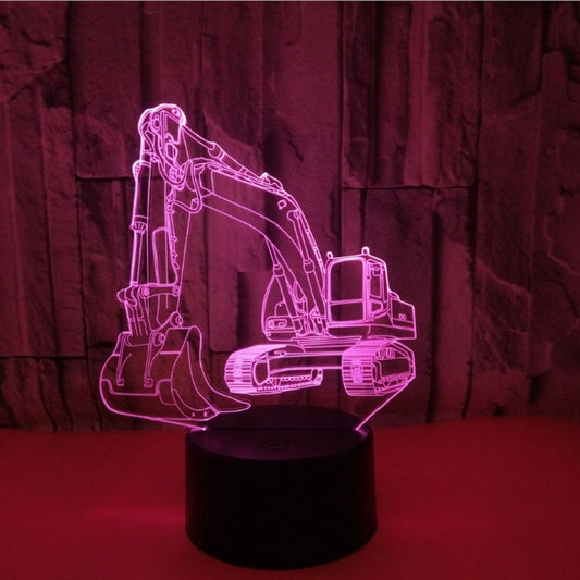 3W Excavator 3D Light Colorful Touch Control Light Creative Small Table Lamp with Black Base, Style:Touch Switch + Remote Control by bashfashion