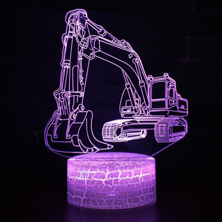 3W Excavator 3D Light Colorful Touch Control Light Creative Small Table Lamp with Crack Base, Style:Touch Switch by bashfashion
