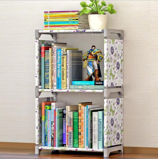 Plastic Steel Tube Multifunctional Combination Holder Student Books Shelf Floor Storage Rack(Lotus Flower) by bashfashion