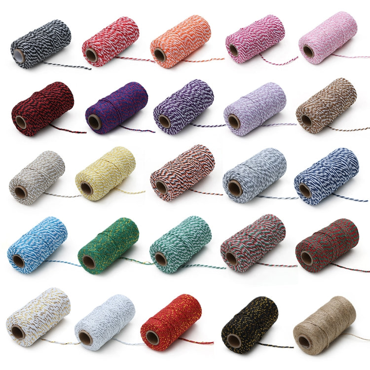 Two-color Cotton Thread Handmade DIY Drawstring Gift Box Packing Rope 2mm Thick (100m / Roll)(20) by bashfashion