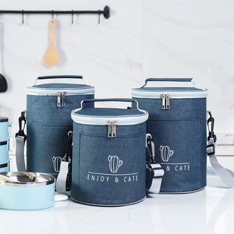 Round Lunch Bag Insulated Lunch Box Foldable & Portable Lunch Tote M(Wine Red) by bashfashion