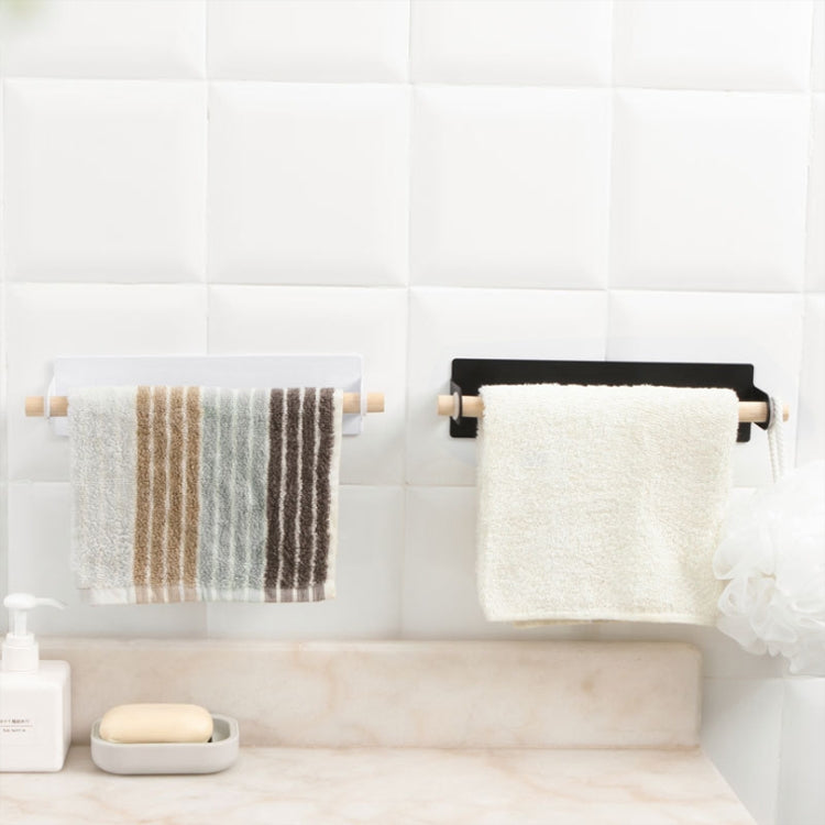 Non-perforated Kitchen Paper Holder Rag Roll Paper Storage Rack Toilet Bathroom Towel Rack(Black) by bashfashion