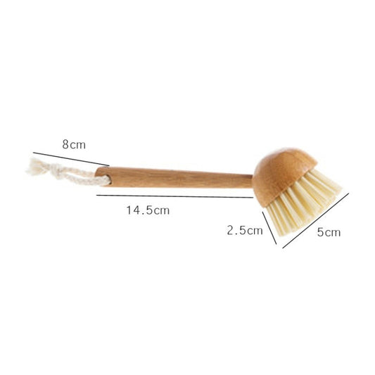 Home Kitchen Wooden Non-sticky Oil Washing Pot Brush Long Handle Dish Brush by bashfashion