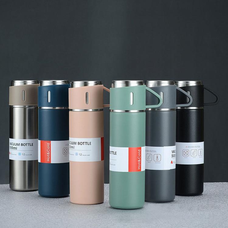 500ml 304 Stainless Steel Thermos Cup Portable Business Tea Cup,Spec: Gift Box Set(Silver) by bashfashion