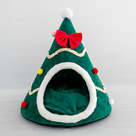 Three-dimensional Sponge Christmas Hat Shaped Pet Bed Nest Warmth Supplies, Size:Large 55x65cm(Green) by bashfashion