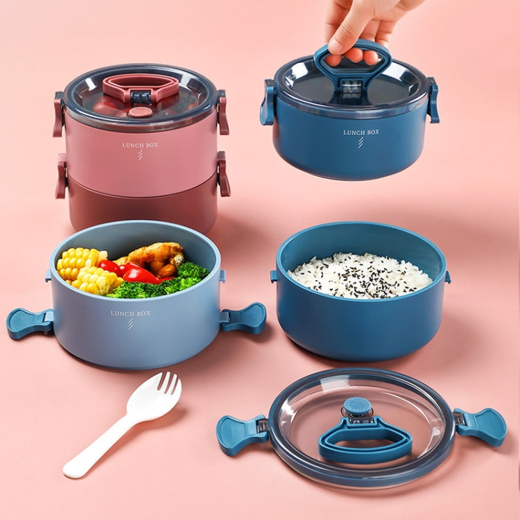 Round Portable Insulation Partitioned Lunch Box Student Office Workers Heated Microwave Oven Bento Box, Style:Single Layer(Red) by bashfashion